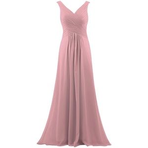 Plus V Neck Sleeveless Chiffon Long Dress